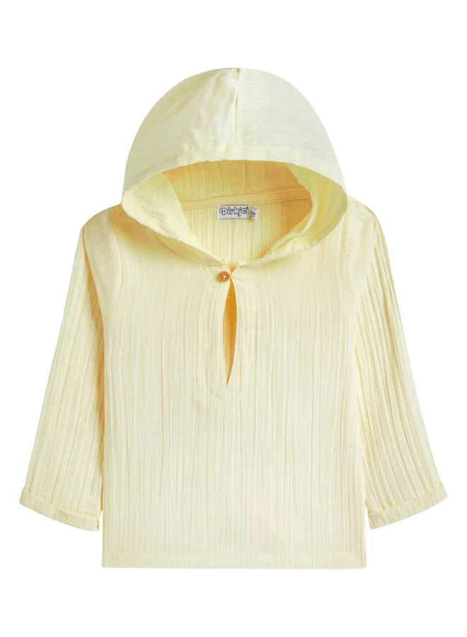 ديركجي قميص قطني بنقشة وياقة هودي